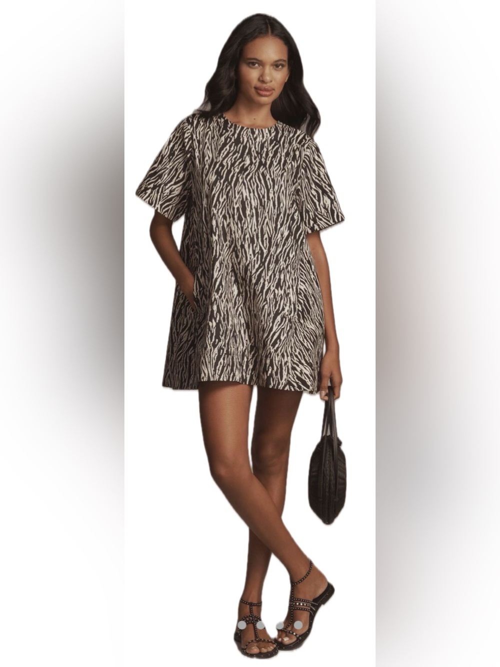 NWT The Emmy Poplin Short-Sleeve Swing Mini Dress by Maeve, XL